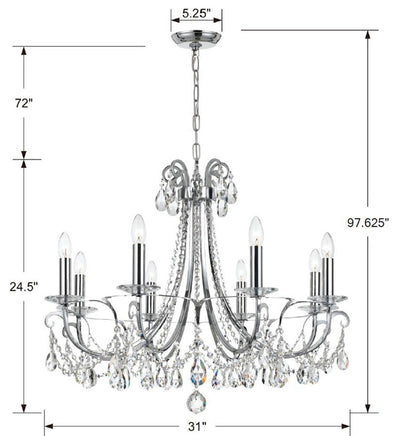 Othello 8 Light Spectra Crystal Polished Chrome Chandelier Chandelier Crystorama