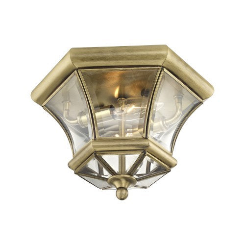 2 Light Antique Brass Ceiling Mount Flush Mount Livex