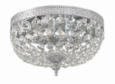 Crystorama 2 Light Clear Italian Crystal Polished Chrome Flush Mount Semi Flush Crystorama