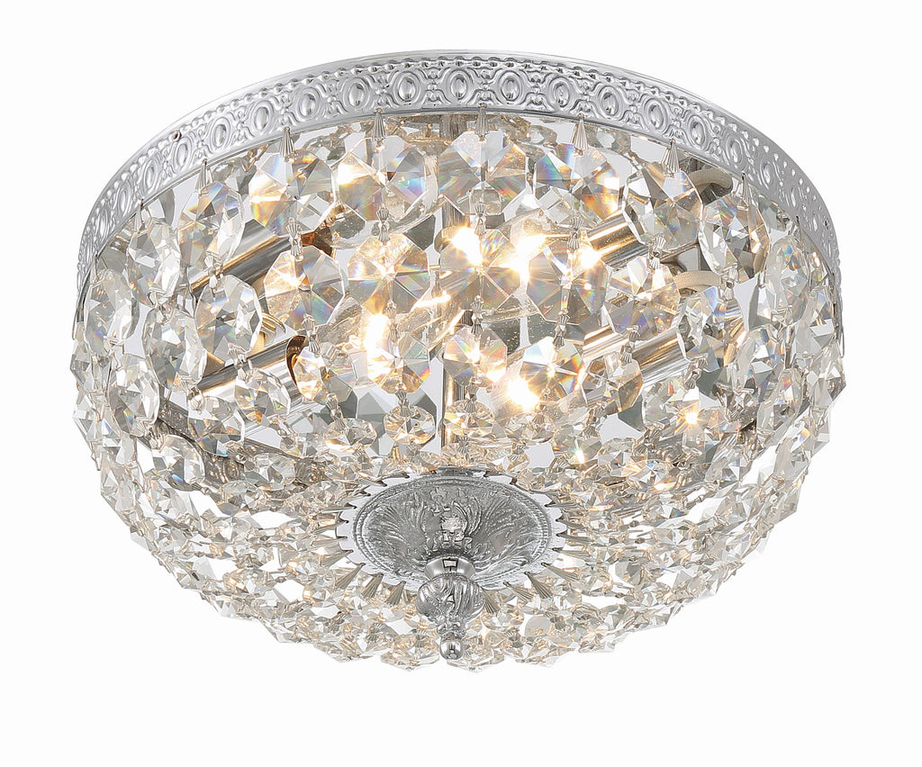 Crystorama 2 Light Clear Italian Crystal Polished Chrome Flush Mount Semi Flush Crystorama