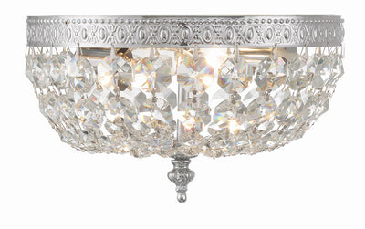 Crystorama 2 Light Clear Italian Crystal Polished Chrome Flush Mount Semi Flush Crystorama