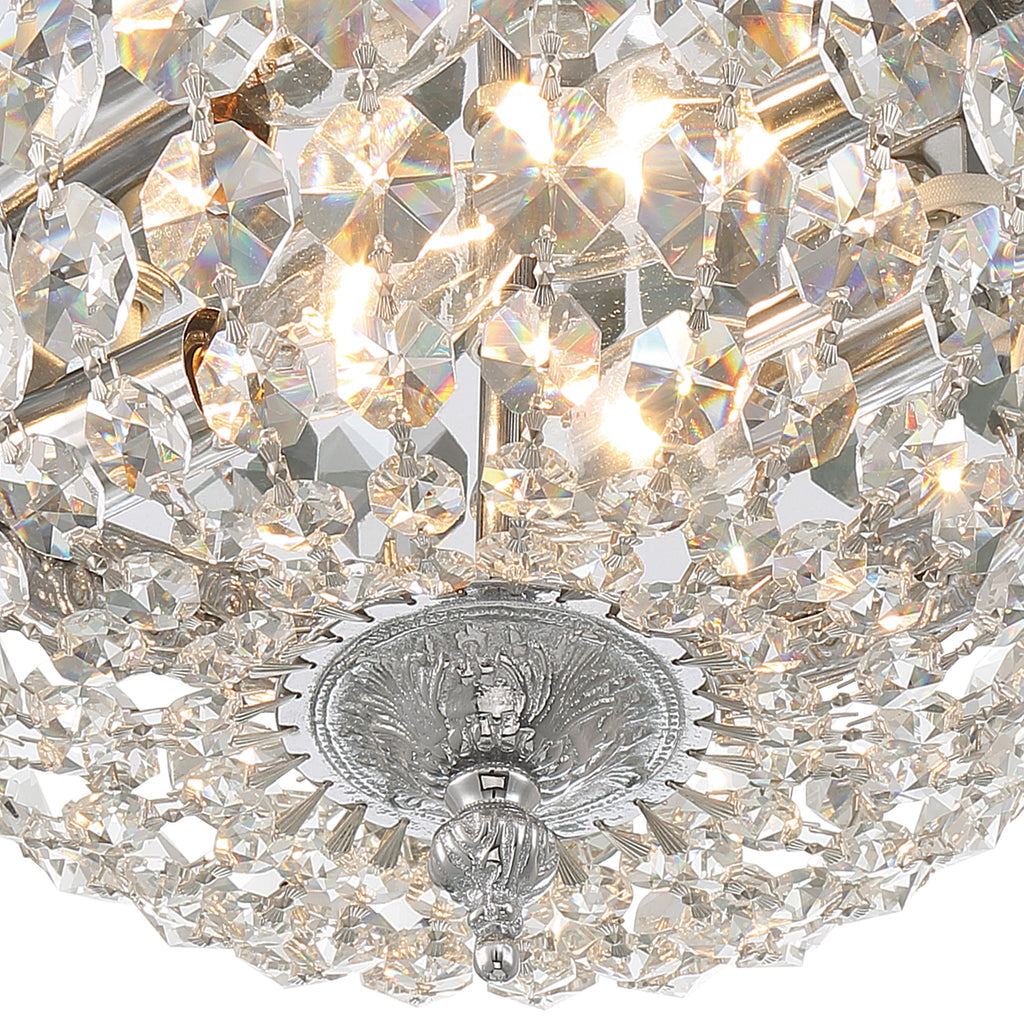 Crystorama 2 Light Clear Italian Crystal Polished Chrome Flush Mount Semi Flush Crystorama