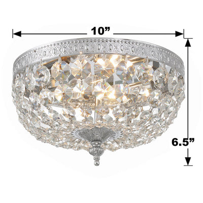 Crystorama 2 Light Hand Cut Crystal Polished Chrome Flush Mount Semi Flush Crystorama