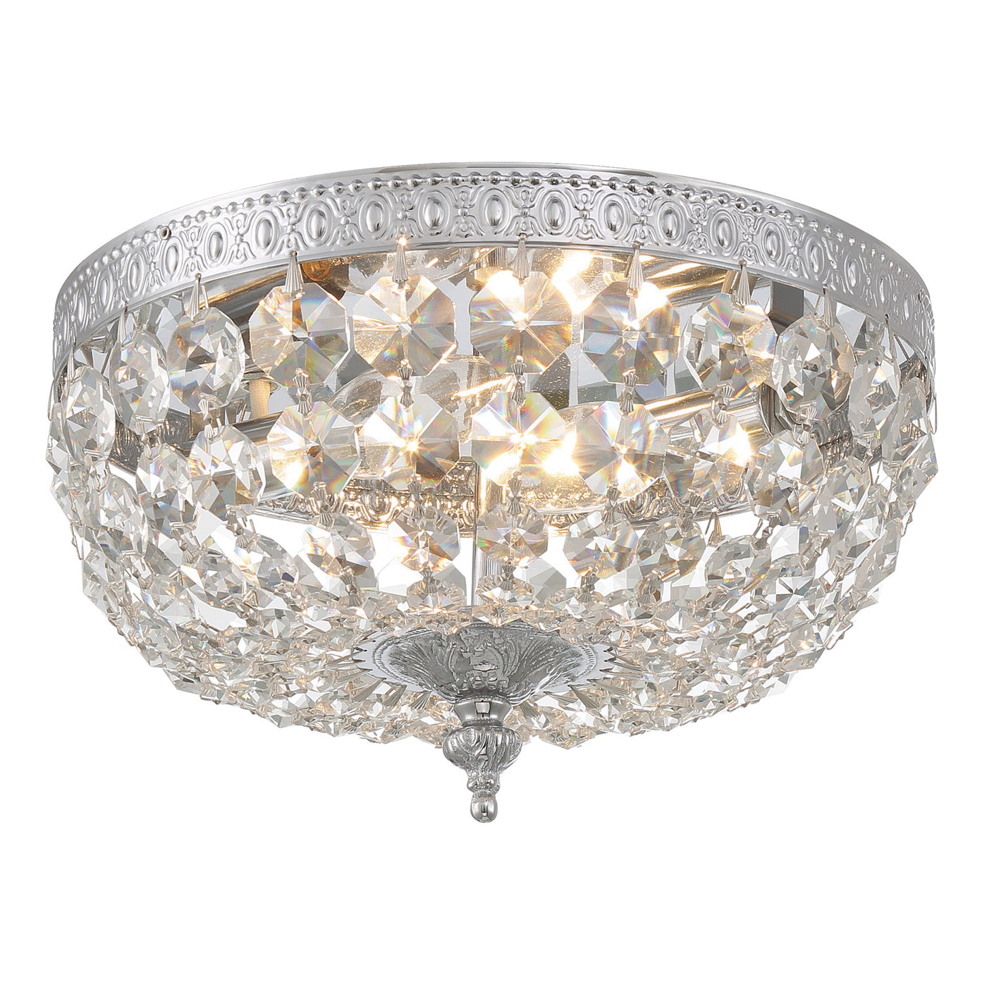 Crystorama 2 Light Spectra Crystal Polished Chrome Flush Mount Semi Flush Crystorama