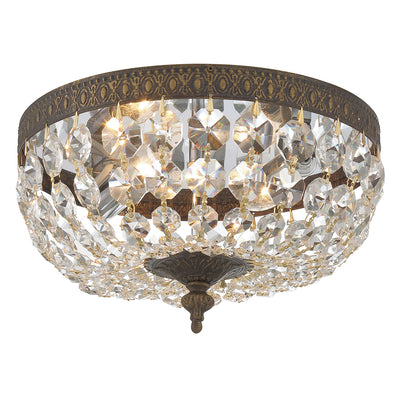 Crystorama 2 Light Clear Italian Crystal English Bronze Flush Mount Semi Flush Crystorama