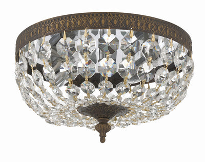 Crystorama 2 Light Clear Italian Crystal English Bronze Flush Mount Semi Flush Crystorama