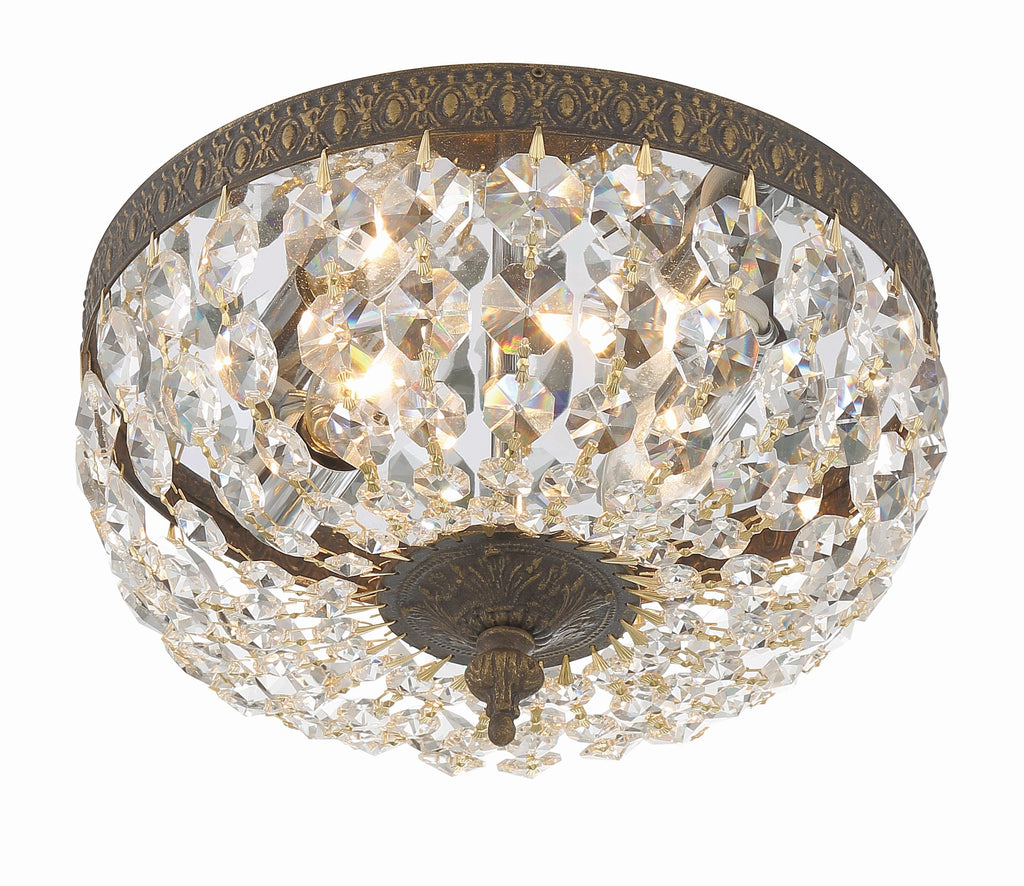 Crystorama 2 Light Clear Italian Crystal English Bronze Flush Mount Semi Flush Crystorama