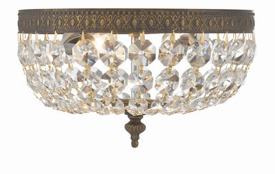 Crystorama 2 Light Clear Italian Crystal English Bronze Flush Mount Semi Flush Crystorama