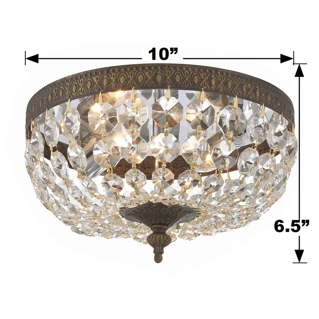 Crystorama 2 Light Clear Italian Crystal English Bronze Flush Mount Semi Flush Crystorama