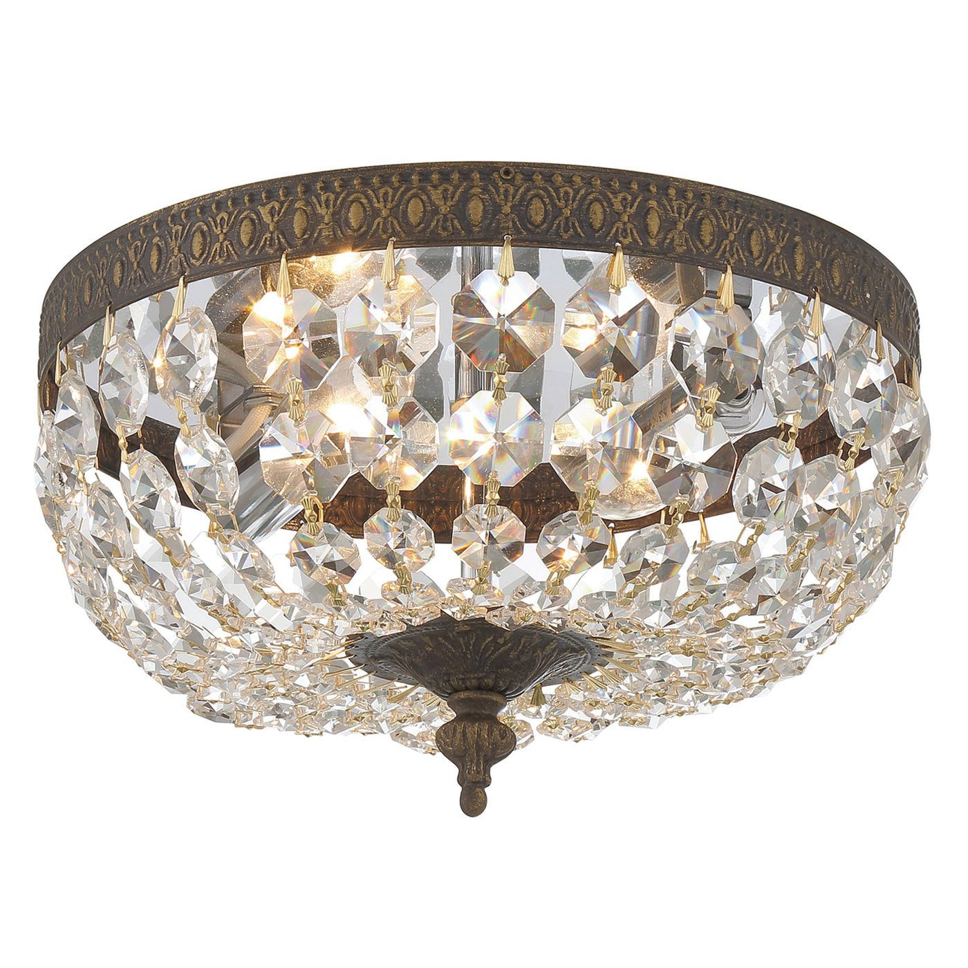 Crystorama 2 Light Hand Cut Crystal English Bronze Flush Mount Semi Flush Crystorama