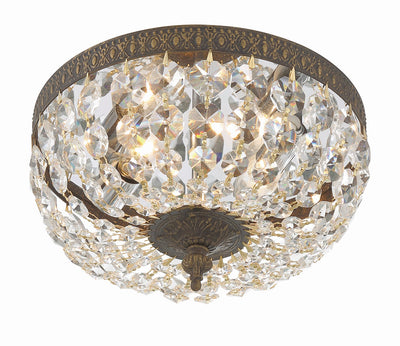 Crystorama 2 Light Hand Cut Crystal English Bronze Flush Mount Semi Flush Crystorama