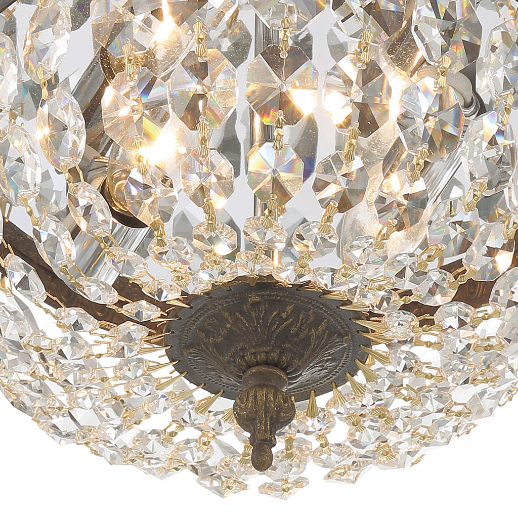 Crystorama 2 Light Hand Cut Crystal English Bronze Flush Mount Semi Flush Crystorama