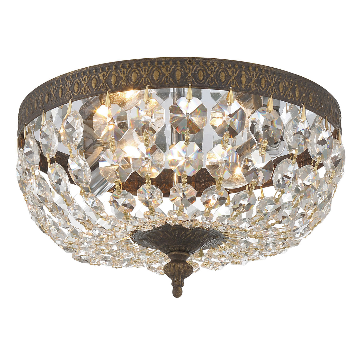 Crystorama 2 Light Spectra Crystal English Bronze Flush Mount Semi Flush Crystorama