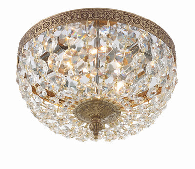 Crystorama 2 Light Clear Italian Crystal Olde Brass Flush Mount Semi Flush Crystorama