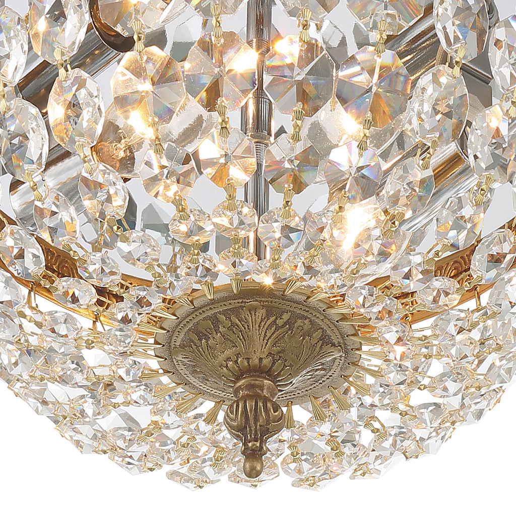 Crystorama 2 Light Clear Italian Crystal Olde Brass Flush Mount Semi Flush Crystorama