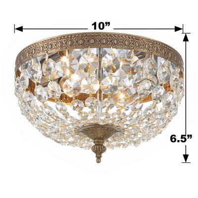 Crystorama 2 Light Clear Italian Crystal Olde Brass Flush Mount Semi Flush Crystorama