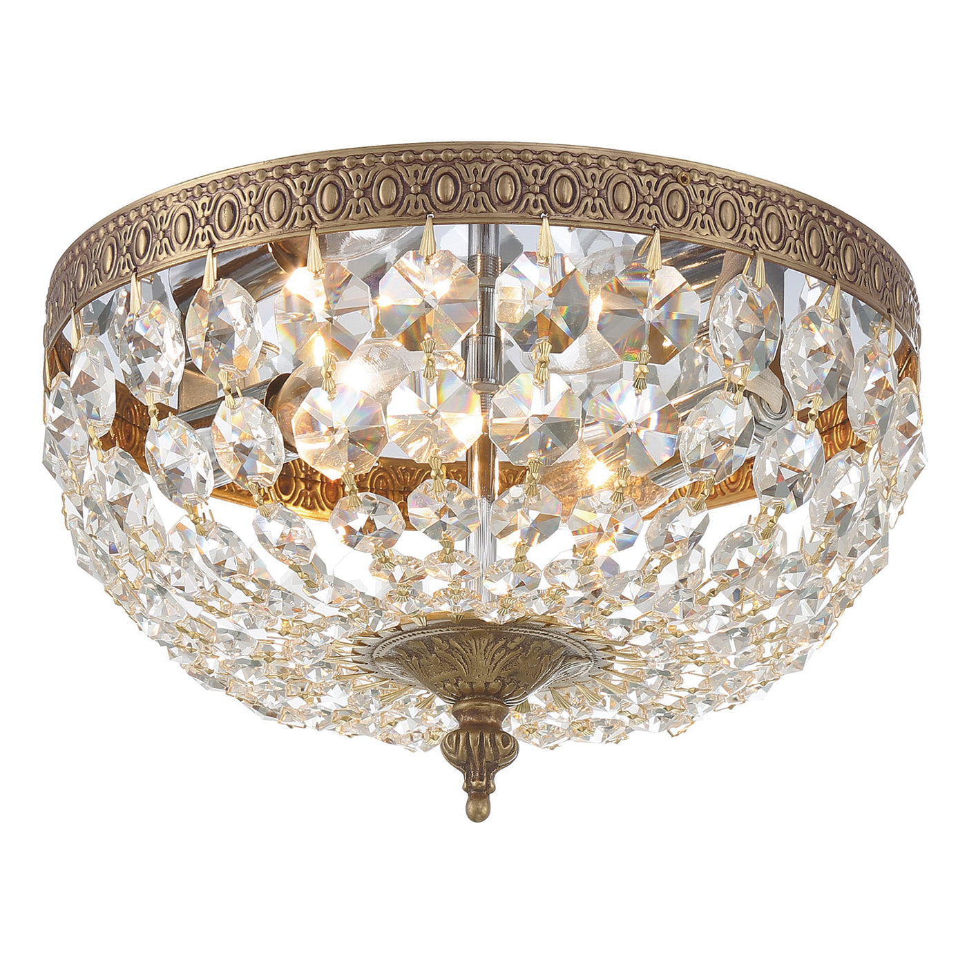 Crystorama 2 Light Spectra Crystal Olde Brass Flush Mount Semi Flush Crystorama