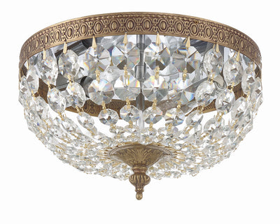 Crystorama 2 Light Spectra Crystal Olde Brass Flush Mount Semi Flush Crystorama