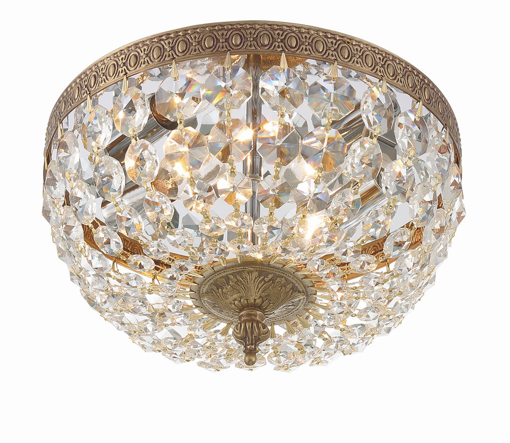 Crystorama 2 Light Spectra Crystal Olde Brass Flush Mount Semi Flush Crystorama