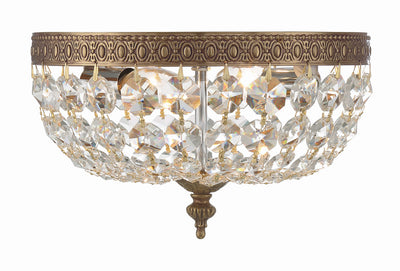 Crystorama 2 Light Spectra Crystal Olde Brass Flush Mount Semi Flush Crystorama