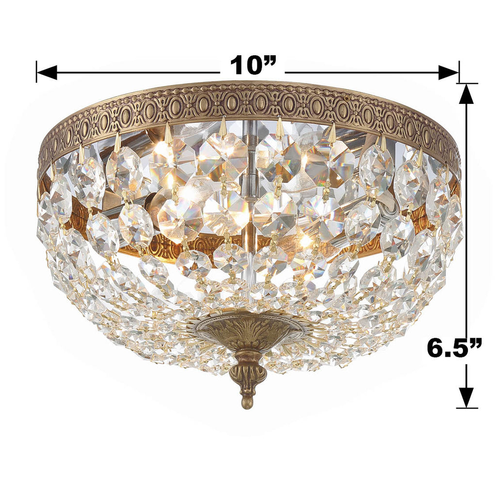 Crystorama 2 Light Spectra Crystal Olde Brass Flush Mount Semi Flush Crystorama