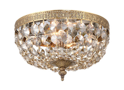 Crystorama 2 Light Golden Teak Crystal Olde Brass Flush Mount Semi Flush Crystorama