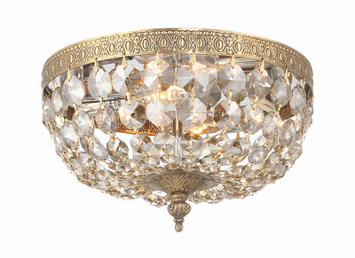 Crystorama 2 Light Golden Teak Crystal Olde Brass Flush Mount Semi Flush Crystorama