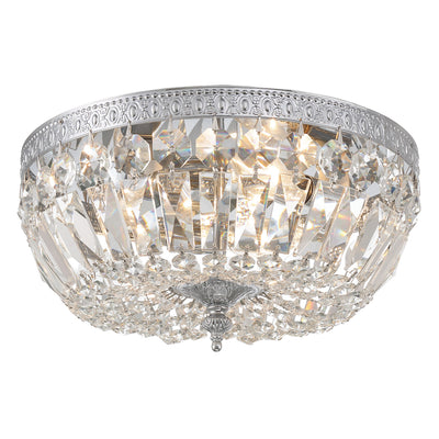 Crystorama 3 Light Hand Cut Crystal Polished Chrome Flush Mount Semi Flush Crystorama