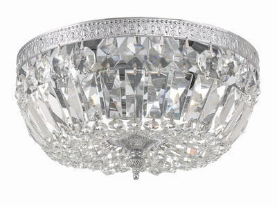 Crystorama 3 Light Hand Cut Crystal Polished Chrome Flush Mount Semi Flush Crystorama