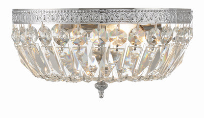 Crystorama 3 Light Hand Cut Crystal Polished Chrome Flush Mount Semi Flush Crystorama