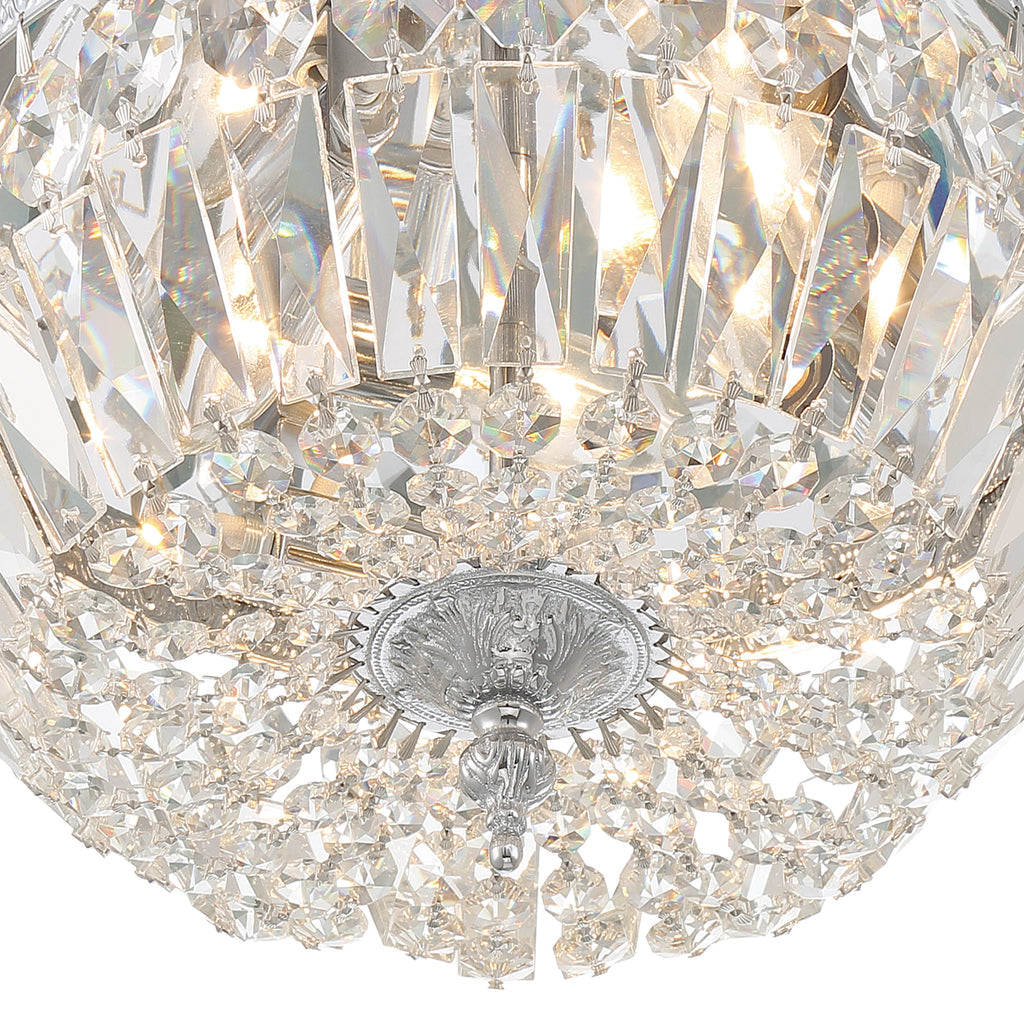 Crystorama 3 Light Hand Cut Crystal Polished Chrome Flush Mount Semi Flush Crystorama