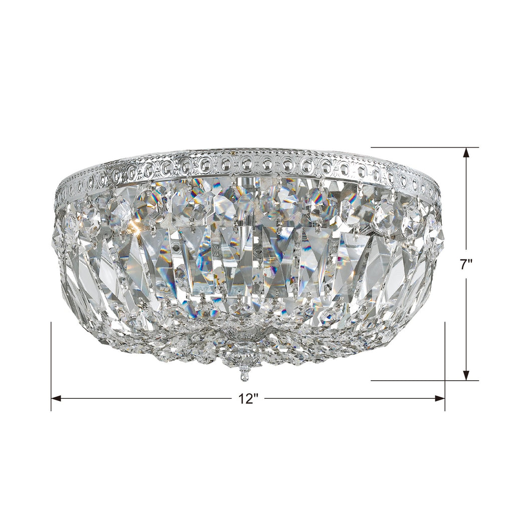 Crystorama 3 Light Hand Cut Crystal Polished Chrome Flush Mount Semi Flush Crystorama