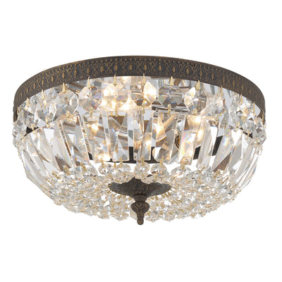 Crystorama 3 Light Clear Italian Crystal English Bronze Flush Mount Semi Flush Crystorama