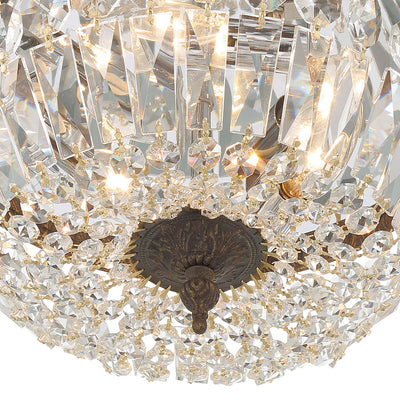 Crystorama 3 Light Clear Italian Crystal English Bronze Flush Mount Semi Flush Crystorama