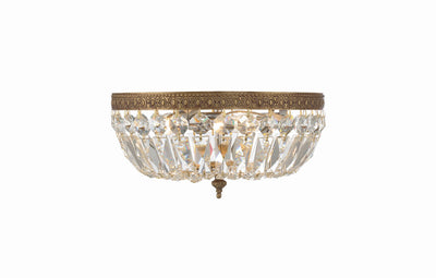 Crystorama 3 Light Clear Italian Crystal Olde Brass Flush Mount Semi Flush Crystorama