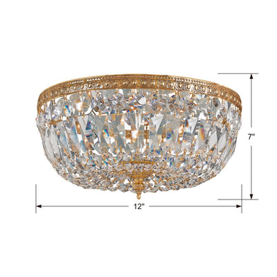 Crystorama 3 Light Clear Italian Crystal Olde Brass Flush Mount Semi Flush Crystorama