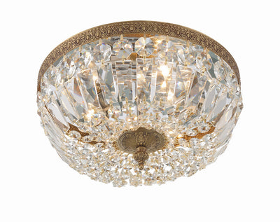 Crystorama 3 Light Hand Cut Crystal Olde Brass Flush Mount Semi Flush Crystorama