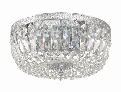 Crystorama 3 Light Hand Cut Crystal Polished Chrome Flush Mount Semi Flush Crystorama