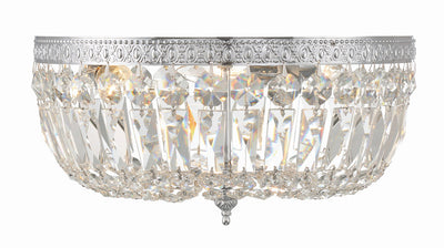 Crystorama 3 Light Hand Cut Crystal Polished Chrome Flush Mount Semi Flush Crystorama