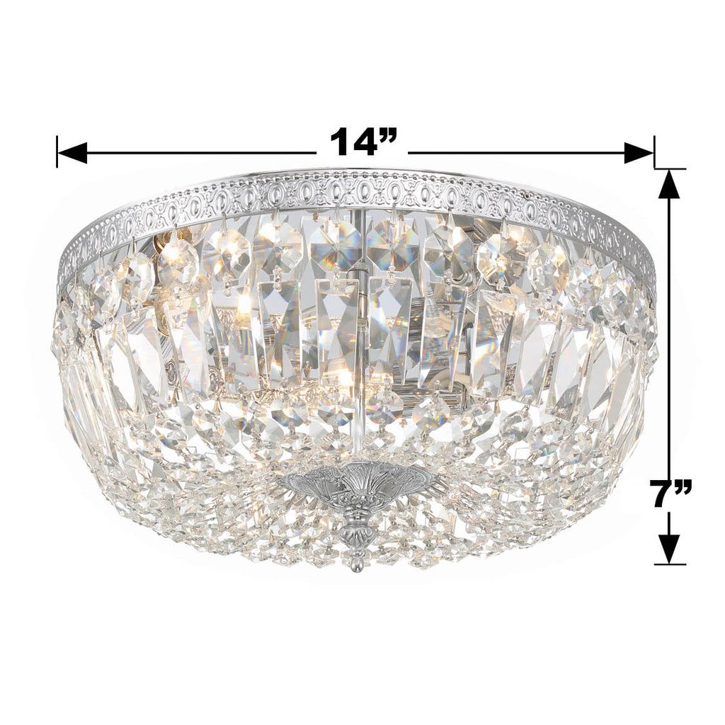 Crystorama 3 Light Hand Cut Crystal Polished Chrome Flush Mount Semi Flush Crystorama