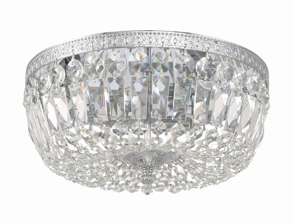 Crystorama 3 Light Swarovski Strass Crystal Polished Chrome Flush Mount Semi Flush Crystorama