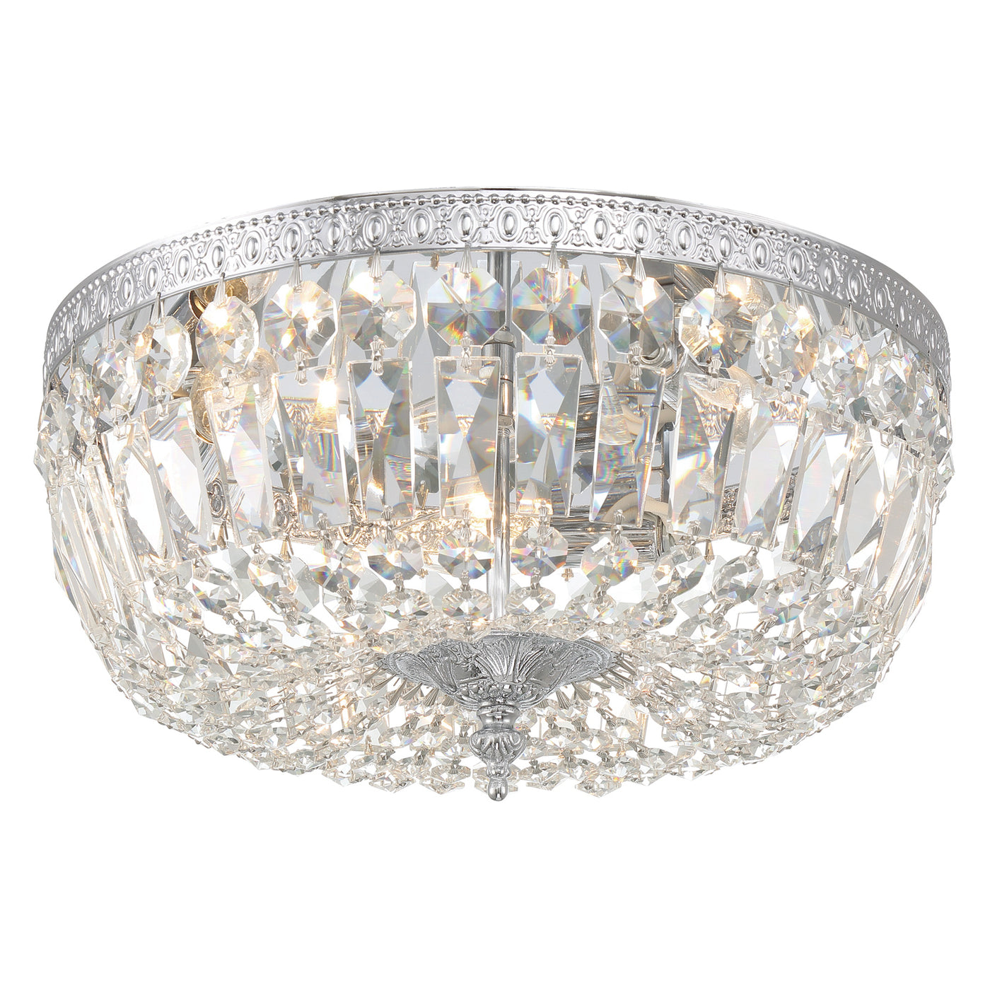 Crystorama 3 Light Swarovski Strass Crystal Polished Chrome Flush Mount Semi Flush Crystorama