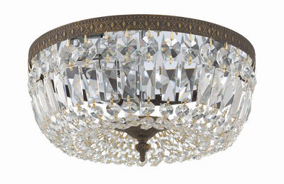 Crystorama 3 Light English Bronze Hand Cut Crystal Flush Mount Semi Flush Crystorama