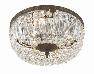 Crystorama 3 Light English Bronze Hand Cut Crystal Flush Mount Semi Flush Crystorama