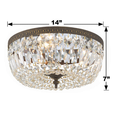 Crystorama 3 Light English Bronze Hand Cut Crystal Flush Mount Semi Flush Crystorama