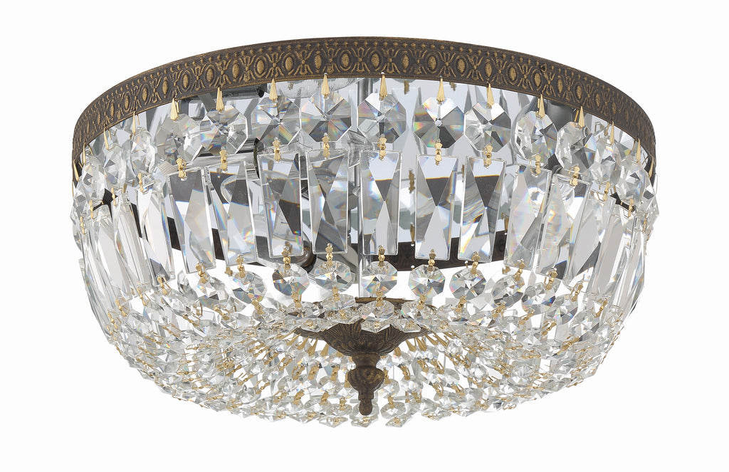 Crystorama 3 Light Spectra Crystal English Bronze Flush Mount Semi Flush Crystorama