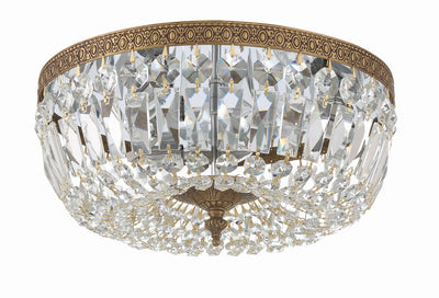 Crystorama 3 Light Hand Cut Crystal Olde Brass Flush Mount Semi Flush Crystorama