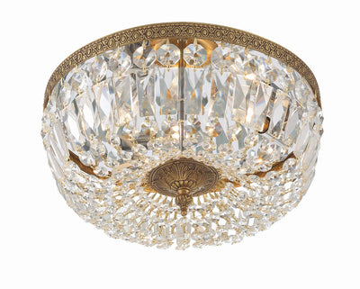 Crystorama 3 Light Hand Cut Crystal Olde Brass Flush Mount Semi Flush Crystorama