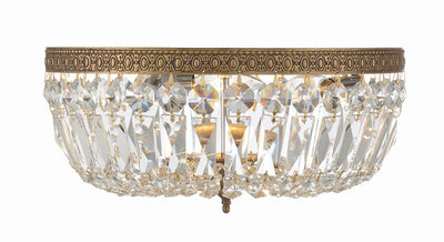 Crystorama 3 Light Hand Cut Crystal Olde Brass Flush Mount Semi Flush Crystorama