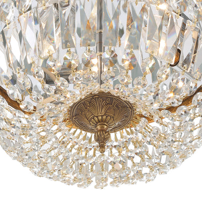 Crystorama 3 Light Hand Cut Crystal Olde Brass Flush Mount Semi Flush Crystorama